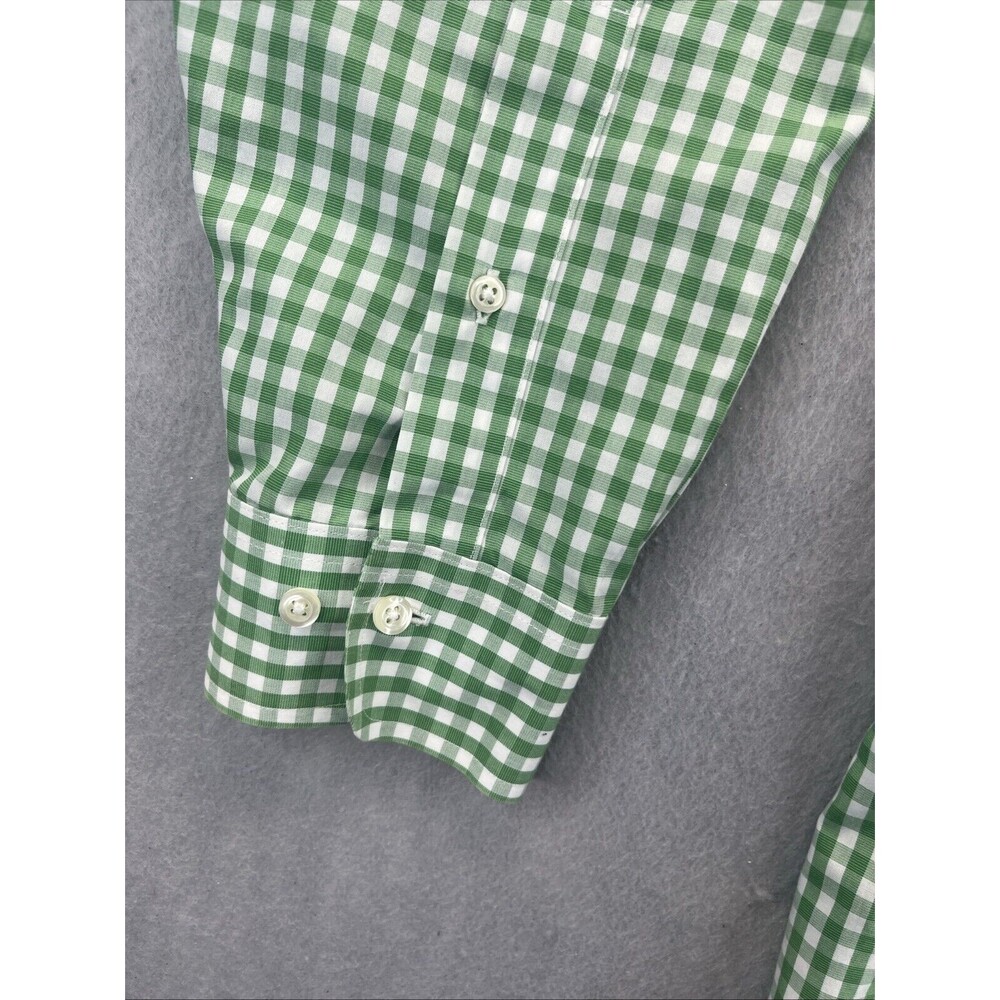 Brooks Brothers 346 Shirt Mens 16.5 -2/3 Button Up Green Check Non Iron Cotton - Picture 5 of 10